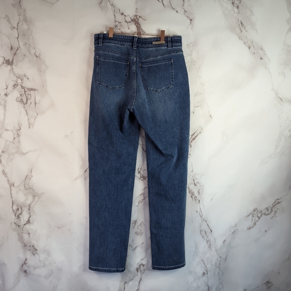 Soft Surroundings Ultimate Denim Straight High Rise Pull On Jeans Light Wash Med - Picture 5 of 7